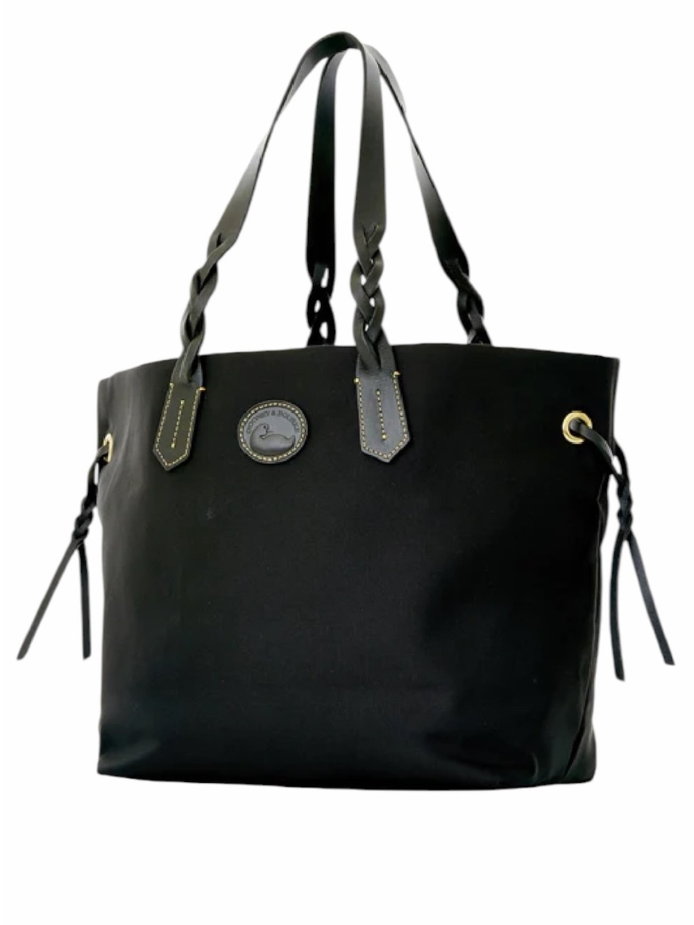 Dooney & Bourke Classic Black Nylon Everyday Tote with Braided Leather Handles